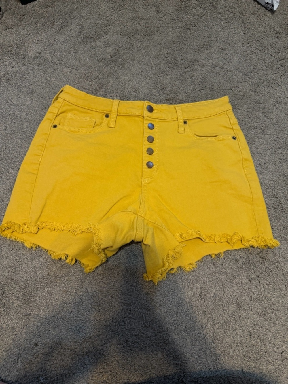 Universal Thread Yellow High-Rise Button-Fly Jean Shorts
